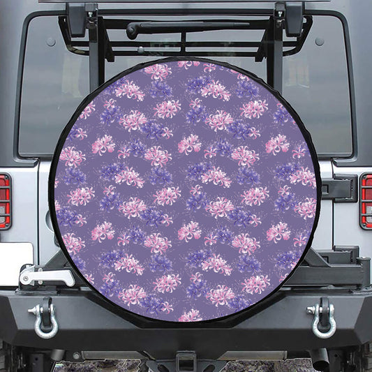 Pink And Purple Japanese Amaryllis Print Tire Cover