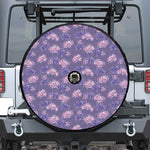 Pink And Purple Japanese Amaryllis Print Tire Cover With Camera Hole