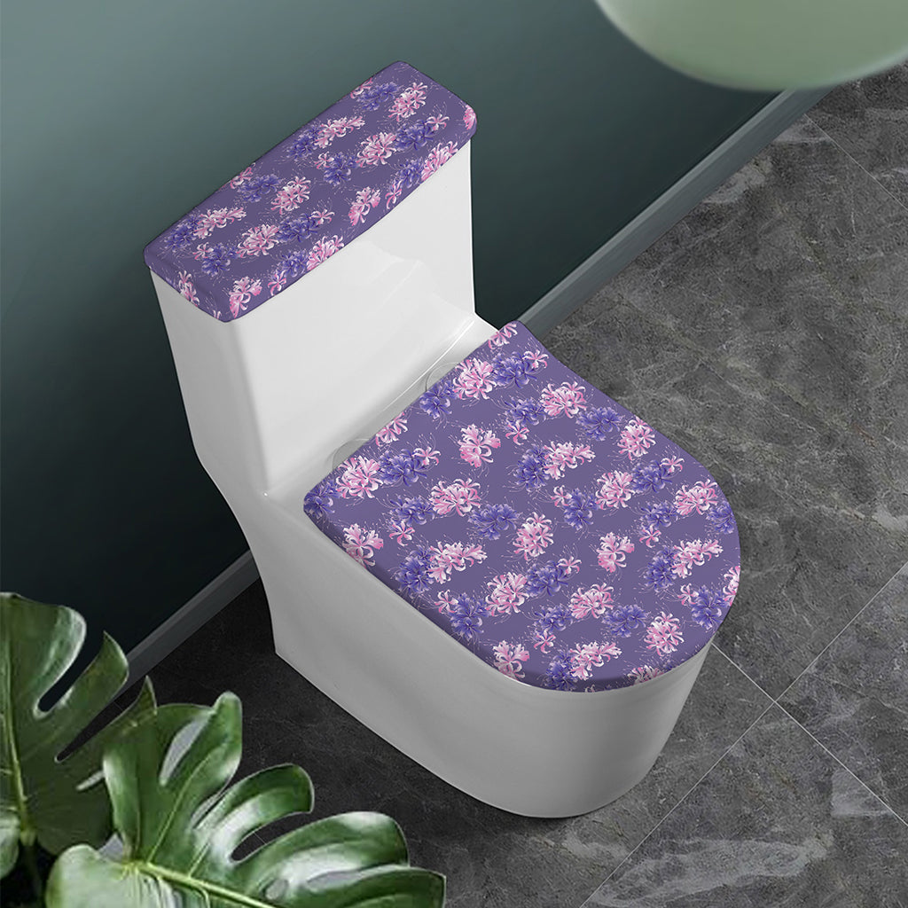 Pink And Purple Japanese Amaryllis Print Toilet Lid And Tank Cover Set
