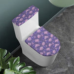 Pink And Purple Japanese Amaryllis Print Toilet Lid And Tank Cover Set