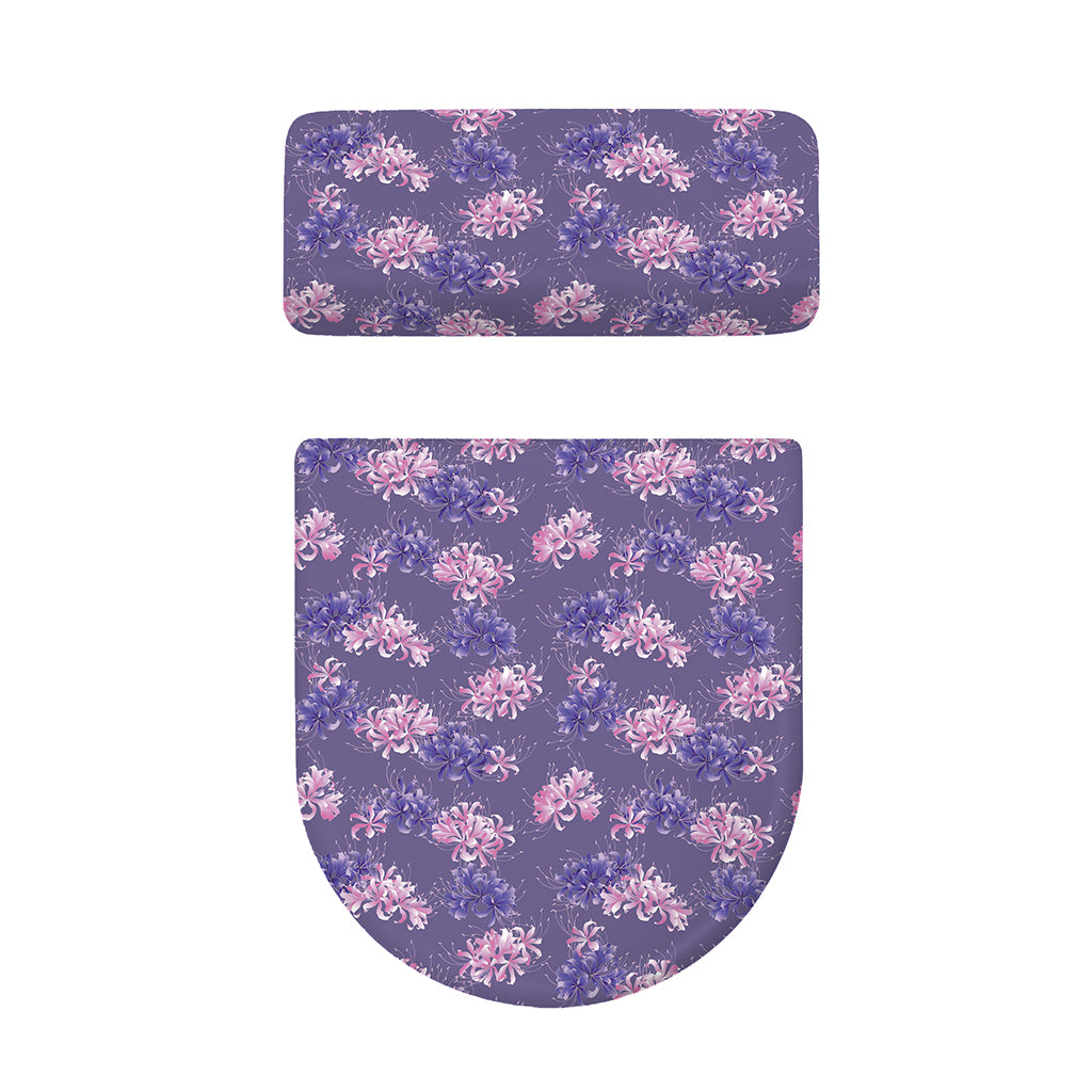 Pink And Purple Japanese Amaryllis Print Toilet Lid And Tank Cover Set