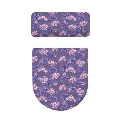 Pink And Purple Japanese Amaryllis Print Toilet Lid And Tank Cover Set