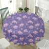 Pink And Purple Japanese Amaryllis Print Waterproof Round Tablecloth