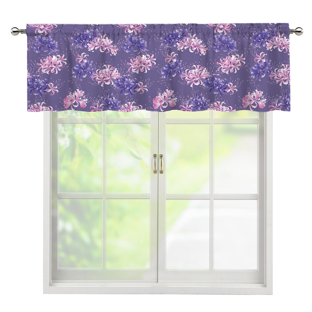 Pink And Purple Japanese Amaryllis Print Window Valance