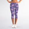 Pink And Purple Japanese Amaryllis Print Women's Capri Leggings