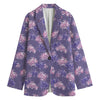 Pink And Purple Japanese Amaryllis Print Women's Cotton Blazer