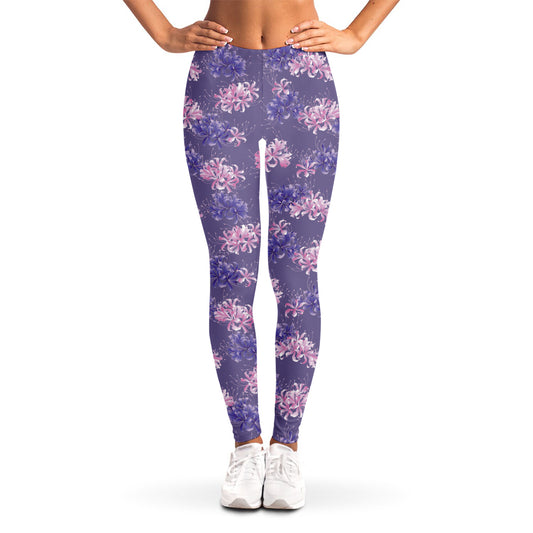 Pink And Purple Japanese Amaryllis Print Women's Leggings