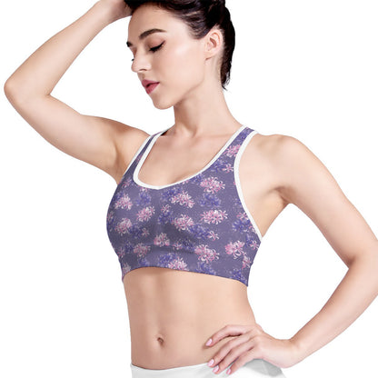 Pink And Purple Japanese Amaryllis Print Women's Sports Bra