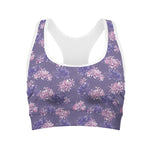 Pink And Purple Japanese Amaryllis Print Women's Sports Bra
