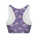 Pink And Purple Japanese Amaryllis Print Women's Sports Bra