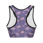 Pink And Purple Japanese Amaryllis Print Women's Sports Bra