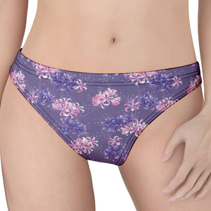 Pink And Purple Japanese Amaryllis Print Women's Thong