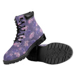 Pink And Purple Japanese Amaryllis Print Work Boots