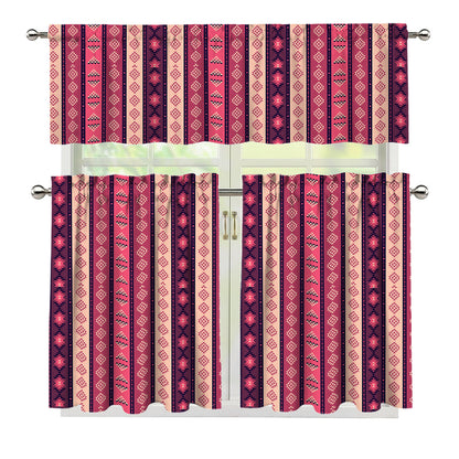 Pink And Purple Southwestern Print 3 Piece Kitchen Curtains