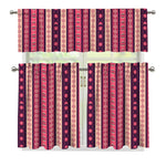 Pink And Purple Southwestern Print 3 Piece Kitchen Curtains