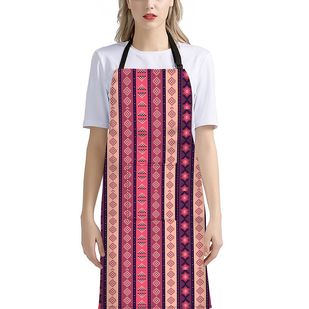 Pink And Purple Southwestern Print Bib Apron With Pocket