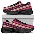 Pink And Purple Southwestern Print Black Chunky Shoes