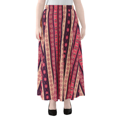 Pink And Purple Southwestern Print Chiffon Maxi Skirt