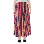 Pink And Purple Southwestern Print Chiffon Maxi Skirt