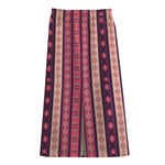 Pink And Purple Southwestern Print Cotton Front Slit Maxi Skirt