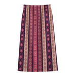Pink And Purple Southwestern Print Cotton Front Slit Maxi Skirt