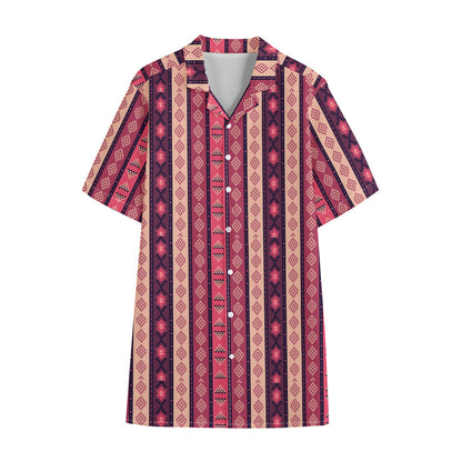 Pink And Purple Southwestern Print Cotton Hawaiian Shirt