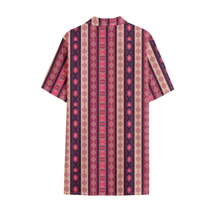 Pink And Purple Southwestern Print Cotton Hawaiian Shirt