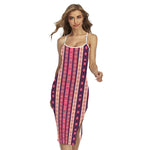 Pink And Purple Southwestern Print Cross Back Cami Dress
