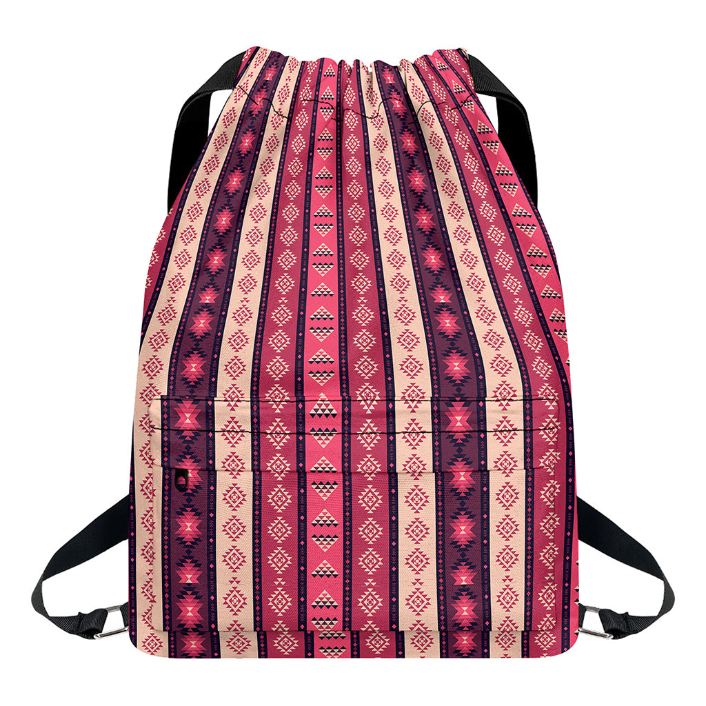 Pink And Purple Southwestern Print Drawstring Backpack