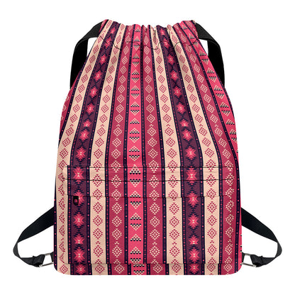 Pink And Purple Southwestern Print Drawstring Backpack