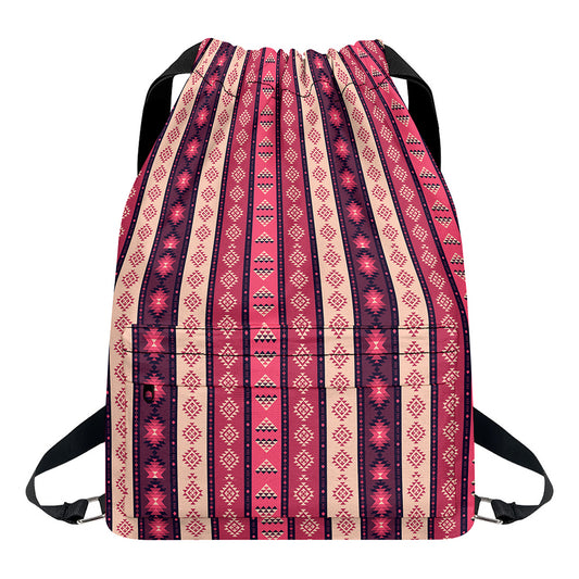 Pink And Purple Southwestern Print Drawstring Backpack