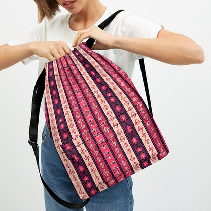 Pink And Purple Southwestern Print Drawstring Backpack