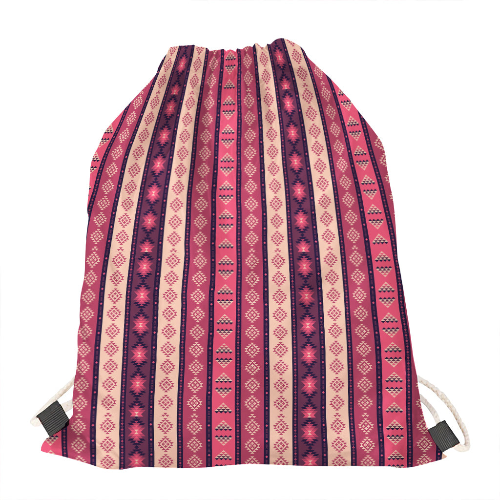 Pink And Purple Southwestern Print Drawstring Bag