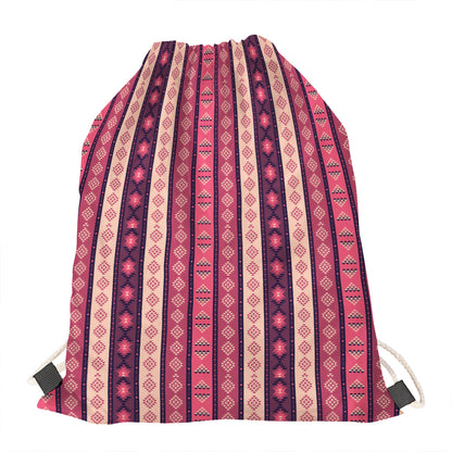 Pink And Purple Southwestern Print Drawstring Bag