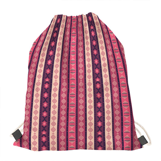 Pink And Purple Southwestern Print Drawstring Bag