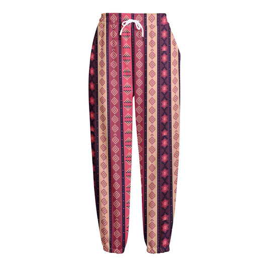Pink And Purple Southwestern Print Fleece Lined Knit Pants