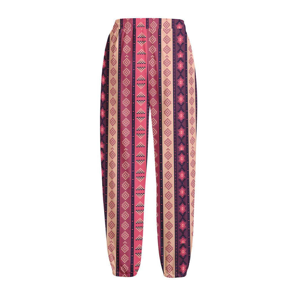 Pink And Purple Southwestern Print Fleece Lined Knit Pants