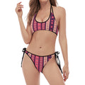 Pink And Purple Southwestern Print Halter Scoop Tie Side Bikini