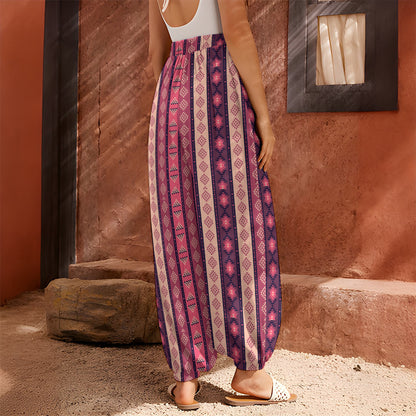 Pink And Purple Southwestern Print Harem Pants