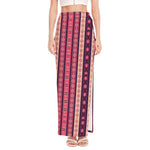 Pink And Purple Southwestern Print High Slit Maxi Skirt