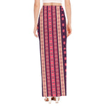 Pink And Purple Southwestern Print High Slit Maxi Skirt