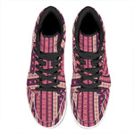 Pink And Purple Southwestern Print High Top Leather Sneakers