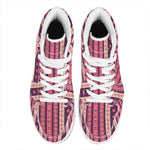 Pink And Purple Southwestern Print High Top Leather Sneakers