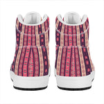 Pink And Purple Southwestern Print High Top Leather Sneakers