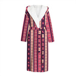 Pink And Purple Southwestern Print Hooded Bathrobe