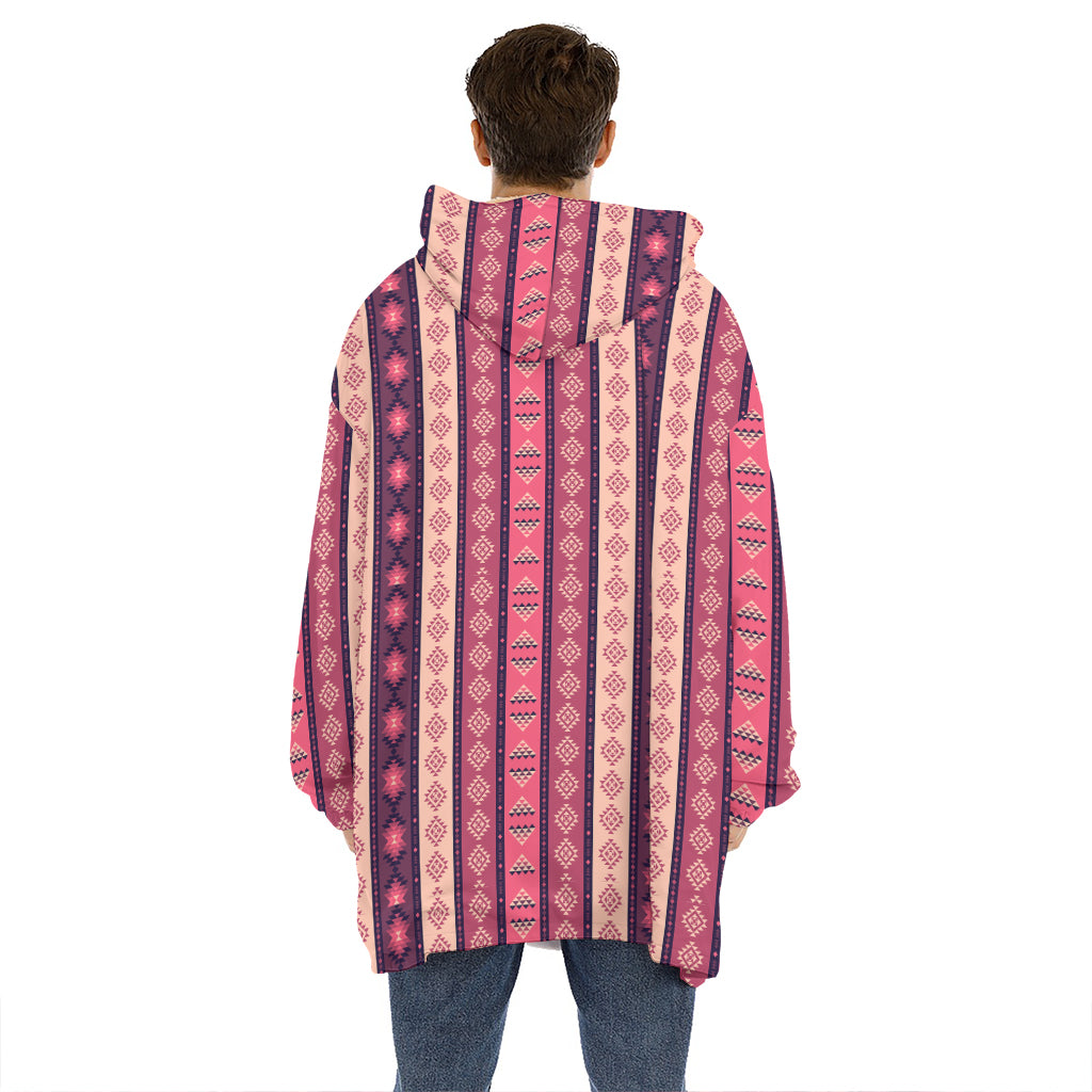Pink And Purple Southwestern Print Hoodie Blanket