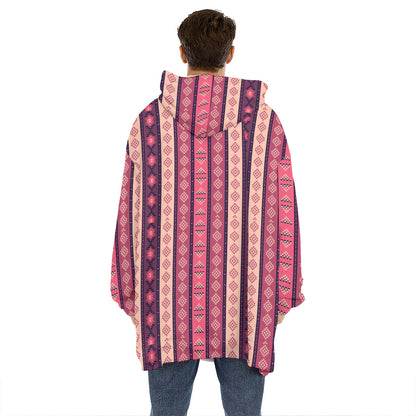 Pink And Purple Southwestern Print Hoodie Blanket