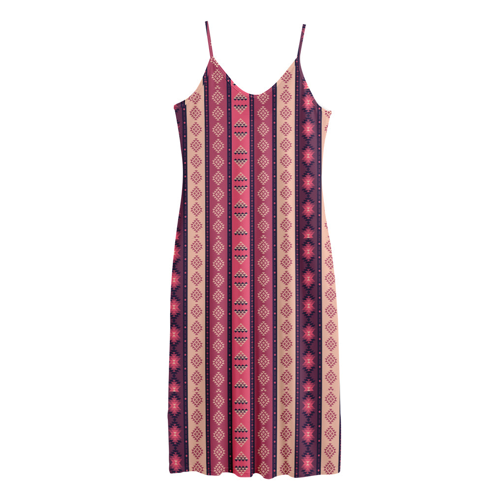Pink And Purple Southwestern Print Jersey Midi Cami Dress