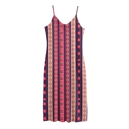 Pink And Purple Southwestern Print Jersey Midi Cami Dress