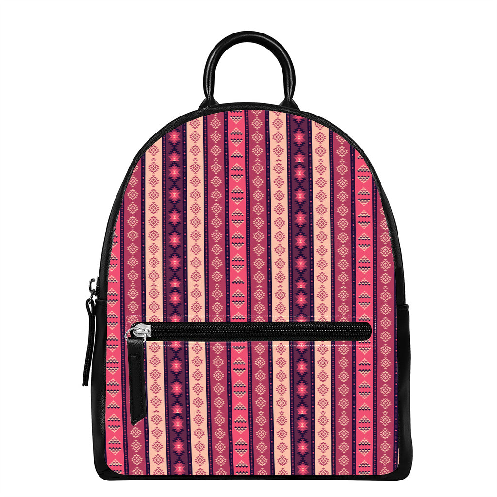 Pink And Purple Southwestern Print Leather Backpack